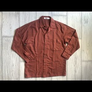 Vintage red plaid men’s shirt autumn fall button up long sleeves cotton